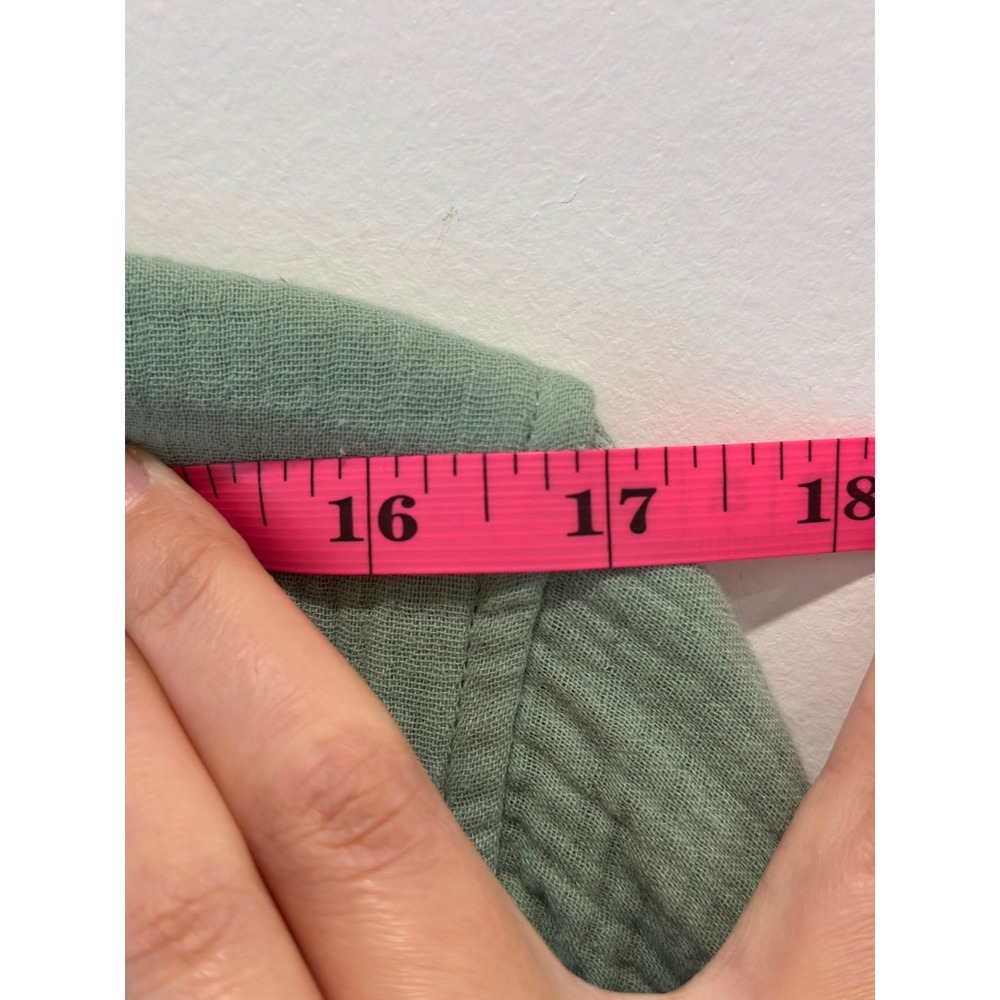 Anne Klein Jeans Sage Green Double Gauze Button Down Shirt Roll Tab Sleeve Med - Picture 10 of 13